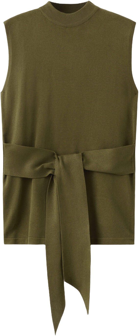 Belted knitted waistcoat