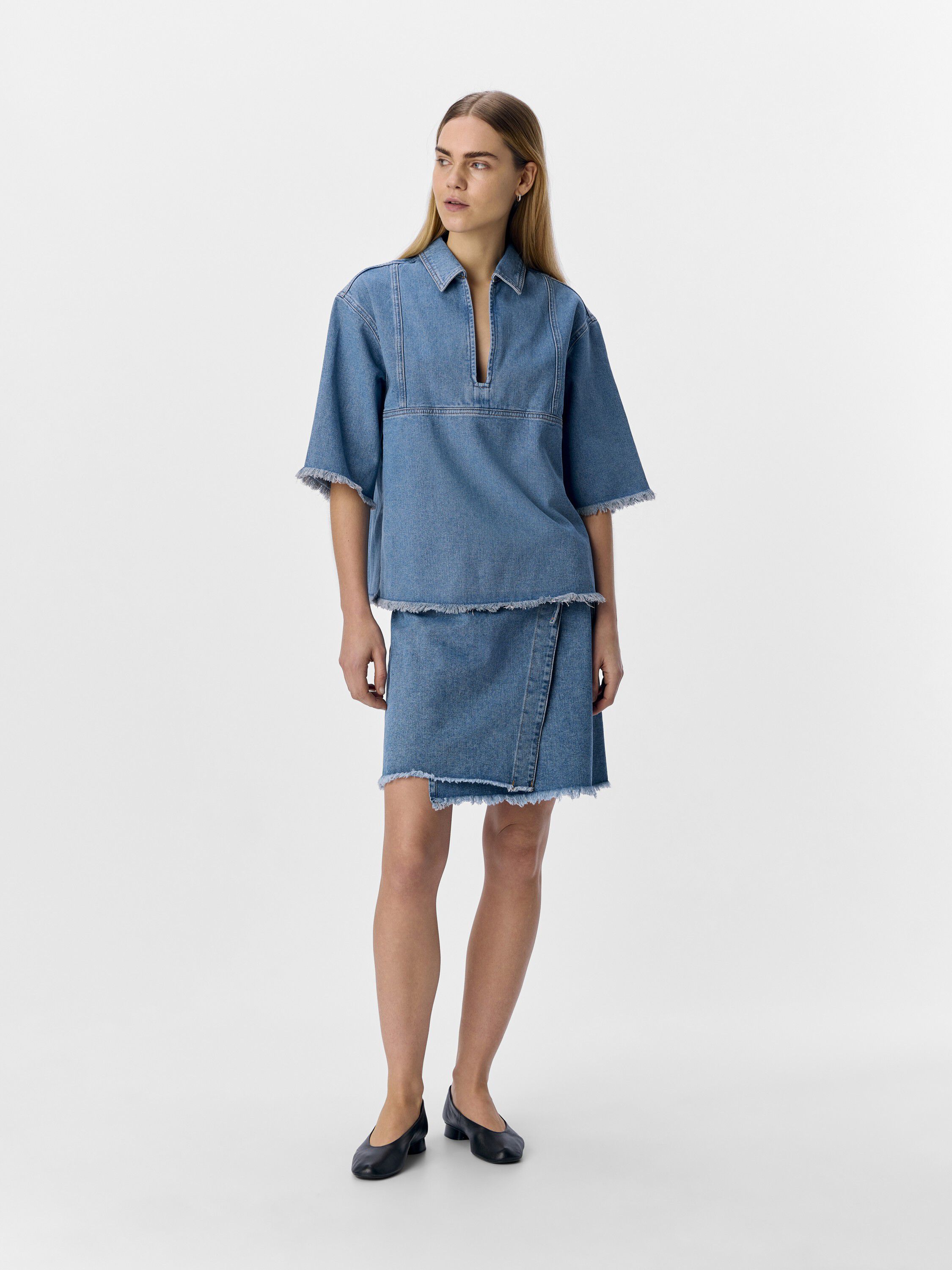 OBJMELIA LO 2/4 SLEEVE DENIM SHIRT