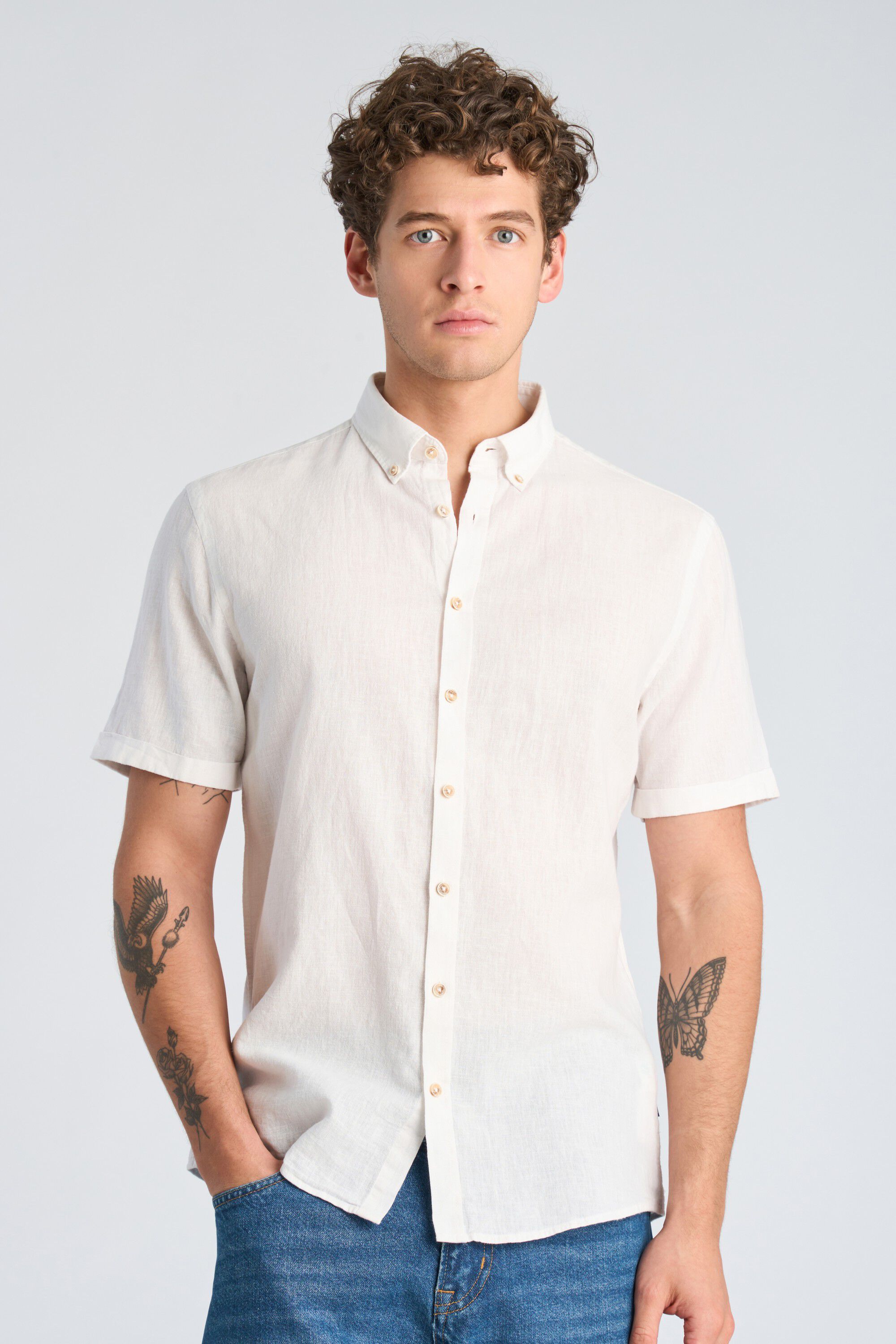 Cotton/linen shirt S/S