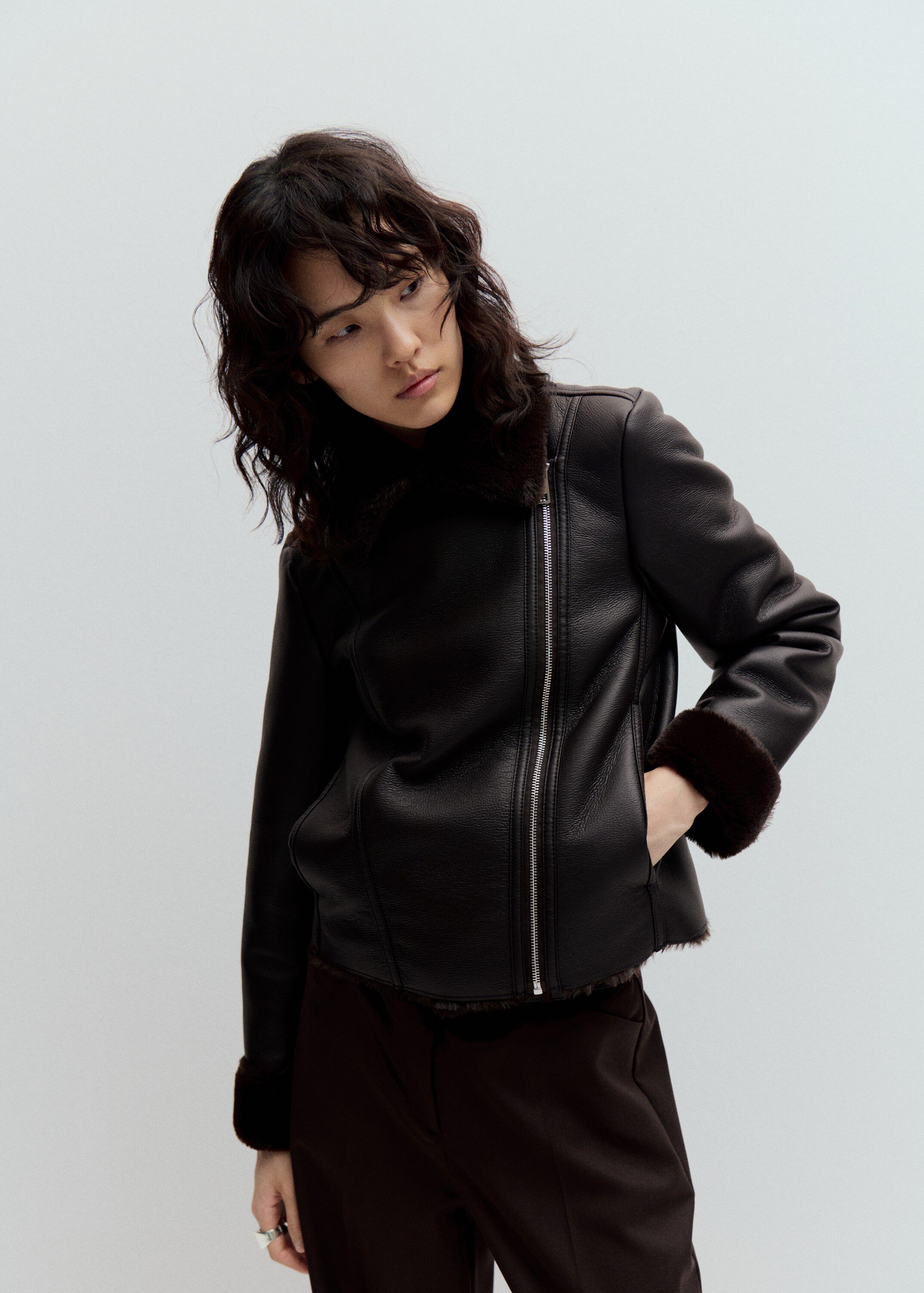 Faux-fur biker jacket