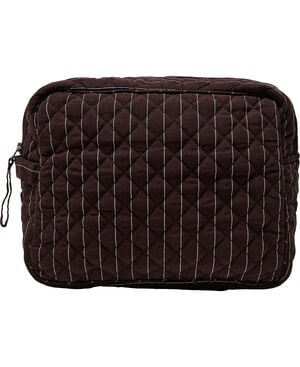 Make Up Bag, Quilted - Cotton Poplin YD Big Black Coffee Str