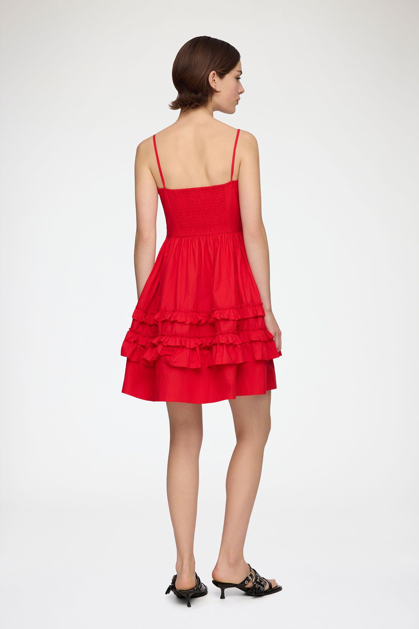 Cotton Poplin Mini Strap Frill Dres