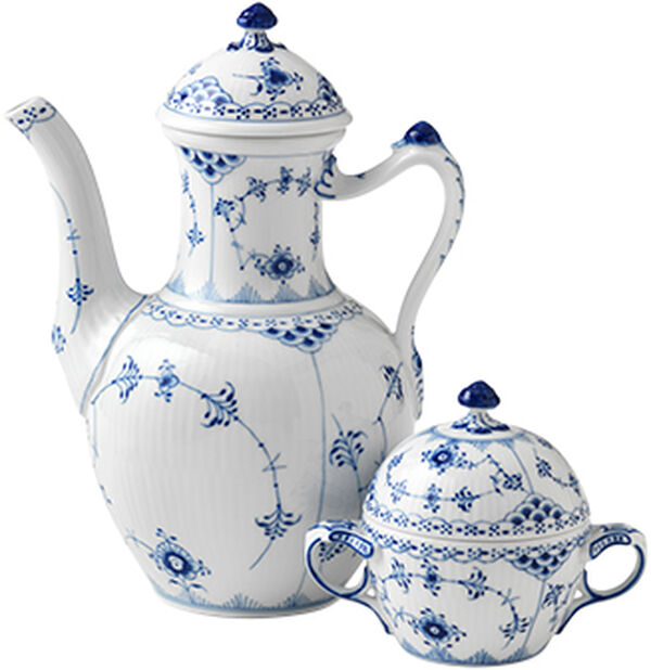 Blue Fluted Half Lace kaffekanna 1 L