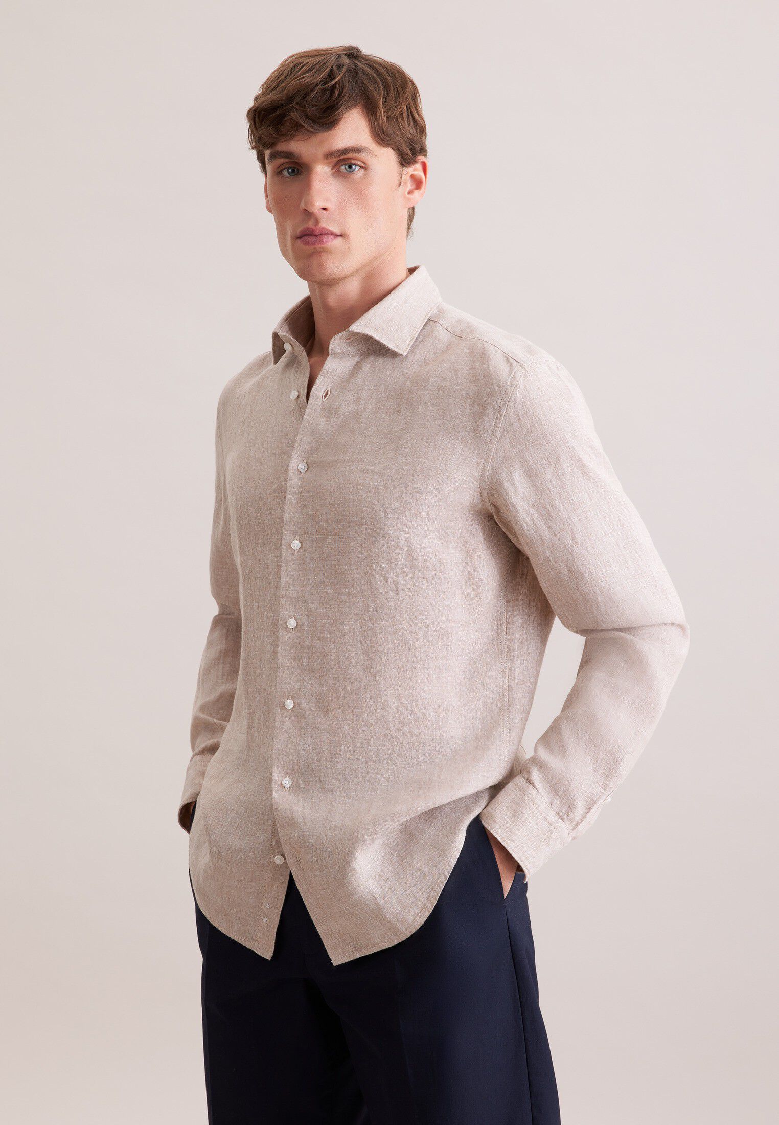 Linen shirt Slim 1/1 Kent-Collar Uni