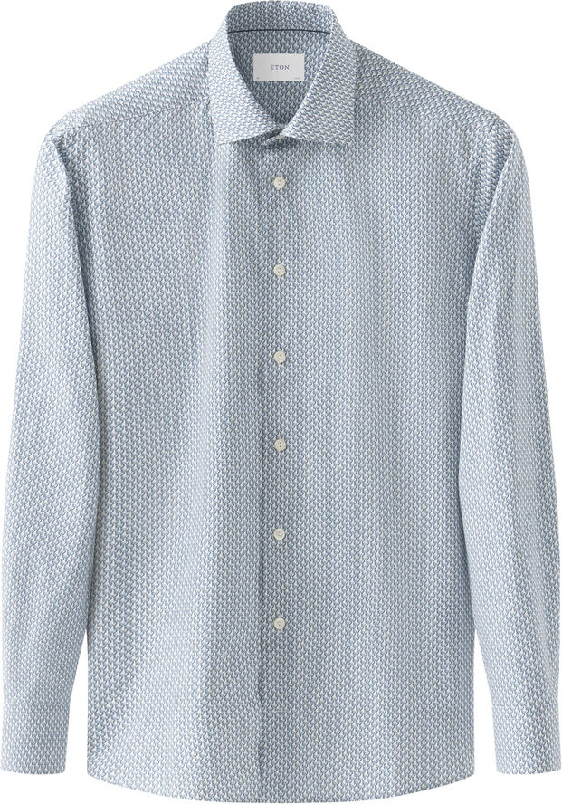 Contemporary Fit Light blue Parrot Print Signature Twill Shirt