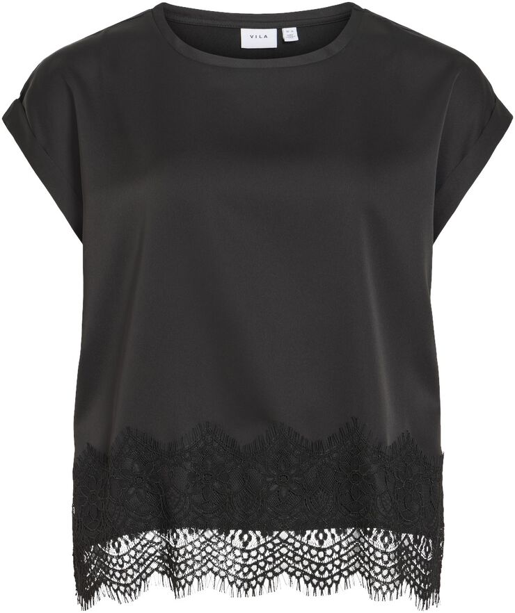 VIELLETTE S/S FULL SATIN LACE TOP