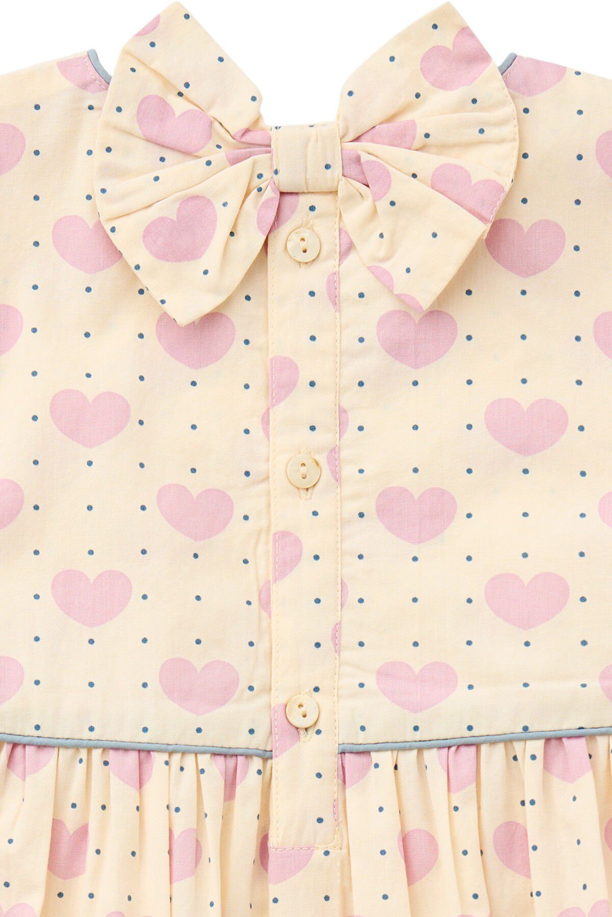 HEART & DOTS DRESS W PUFFY SLEEVE