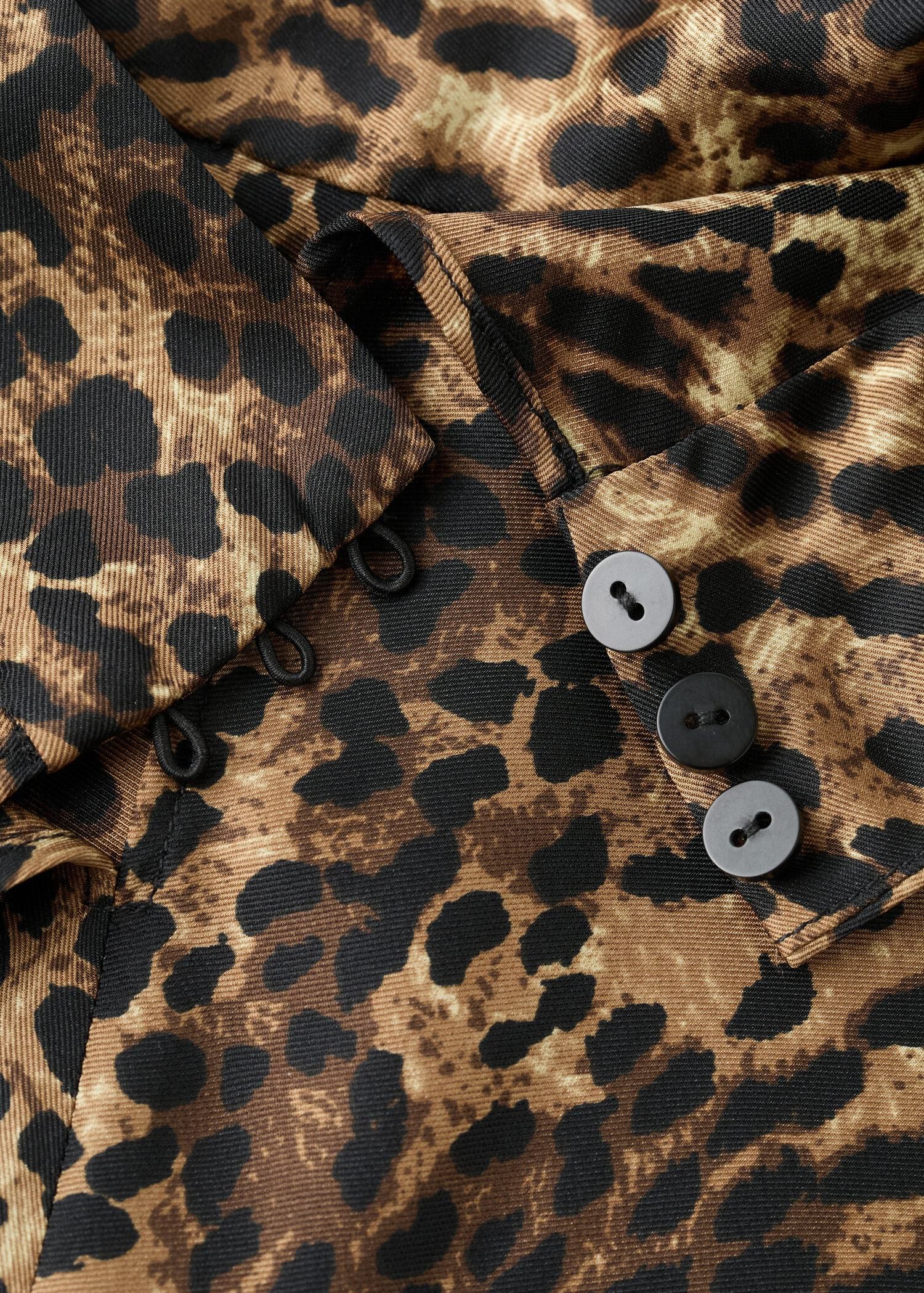 Leopard-print satin blouse