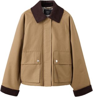 Cotton parka with corduroy collar