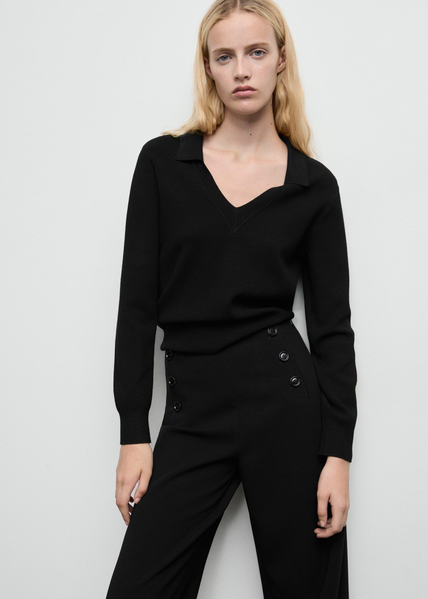 Wide leg trousers with buttons