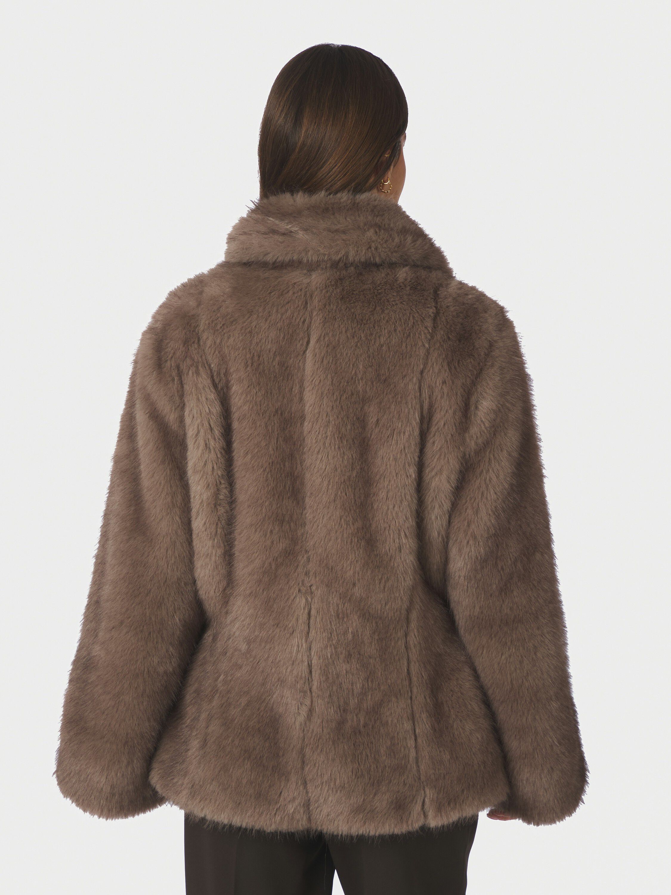 Ariella Faux Fur Peplum Jacket