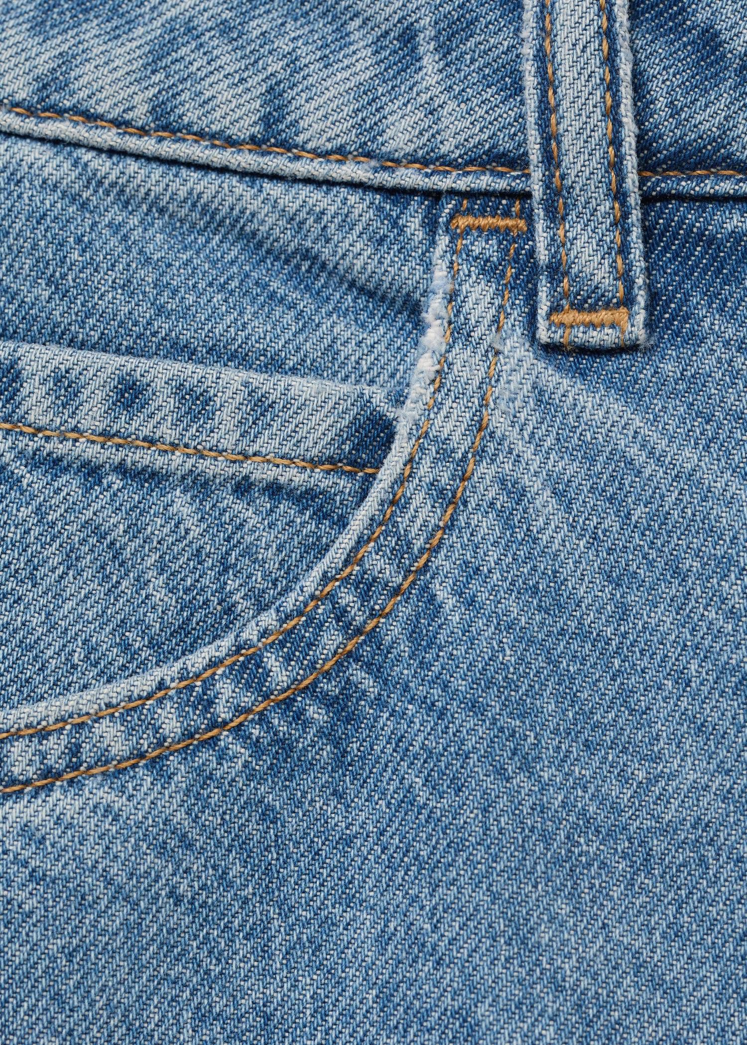 High-waist straight denim shorts