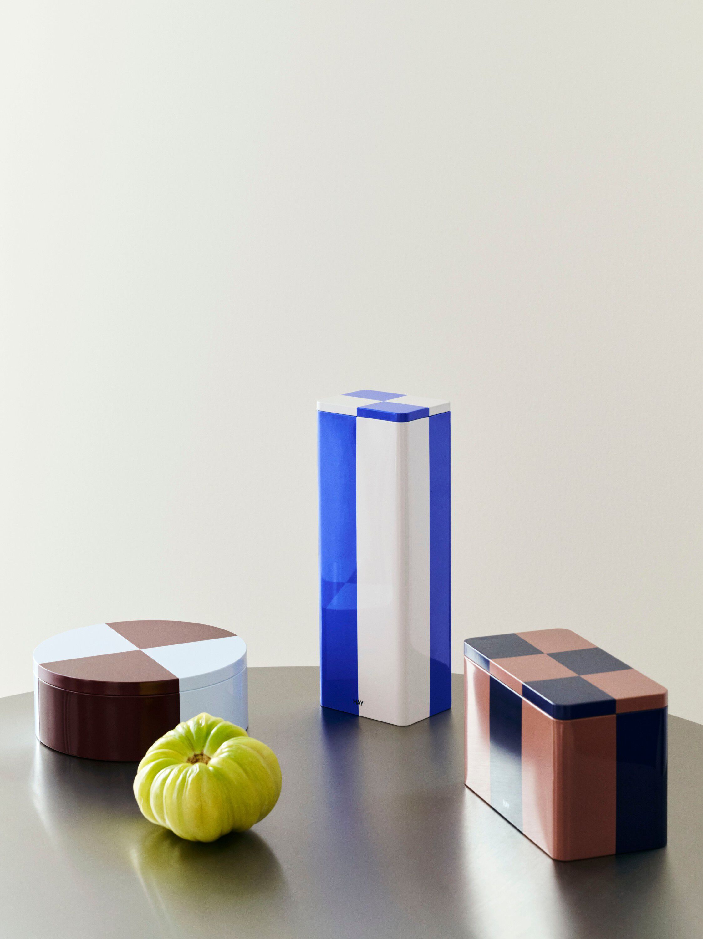 Tin Container-Round-Burgundy and ice blue