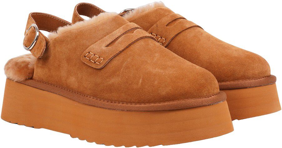 SIPLE - SUEDE MULES WITH HEEL STRAP AND SHEARLING