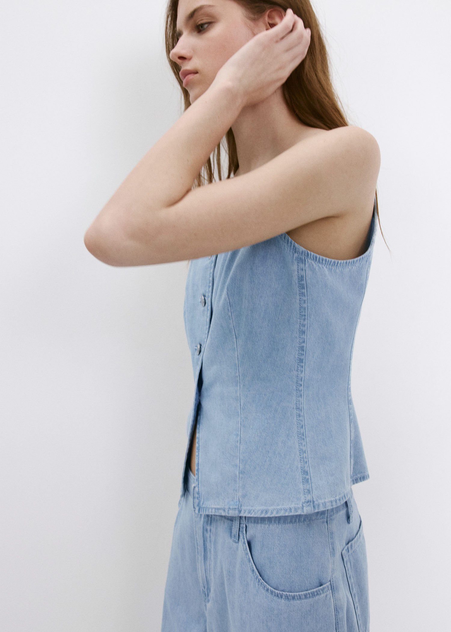 Denim buttoned gilet