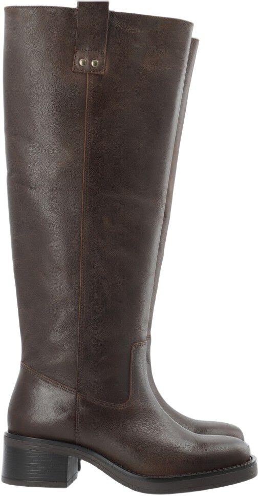BIAMARY Knee High Pull On Boot Pull Up Leather