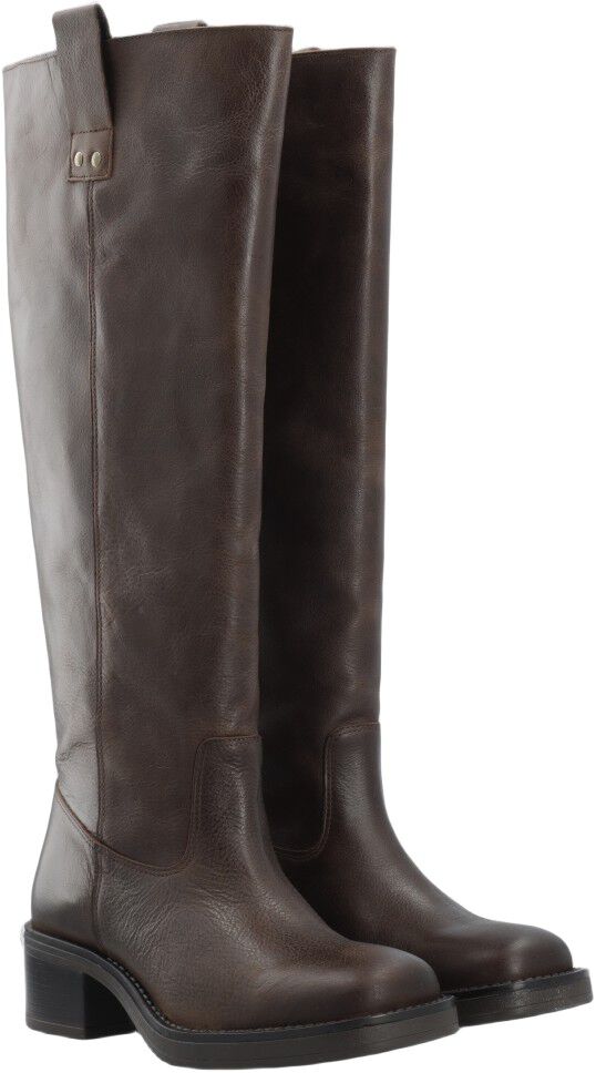 BIAMARY Knee High Pull On Boot Pull Up Leather
