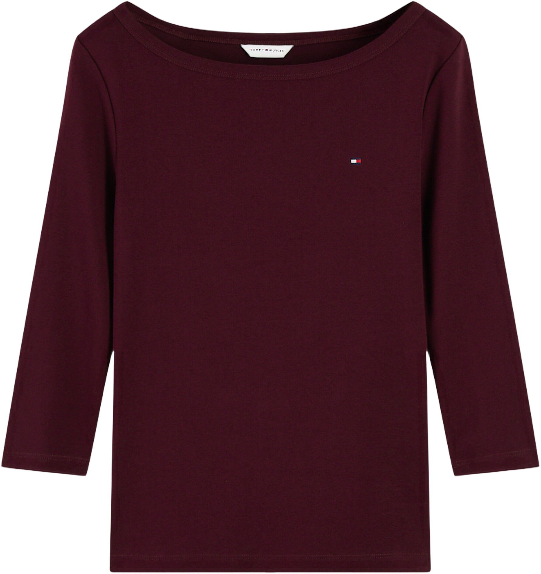 Slim Boat Neck Three-Quarter Sleeve T-Shirt