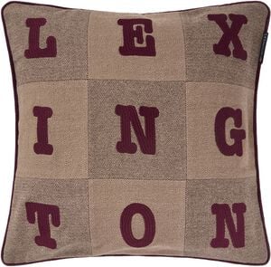 Letter Patch Tweed Organic Cotton Pillow Cover