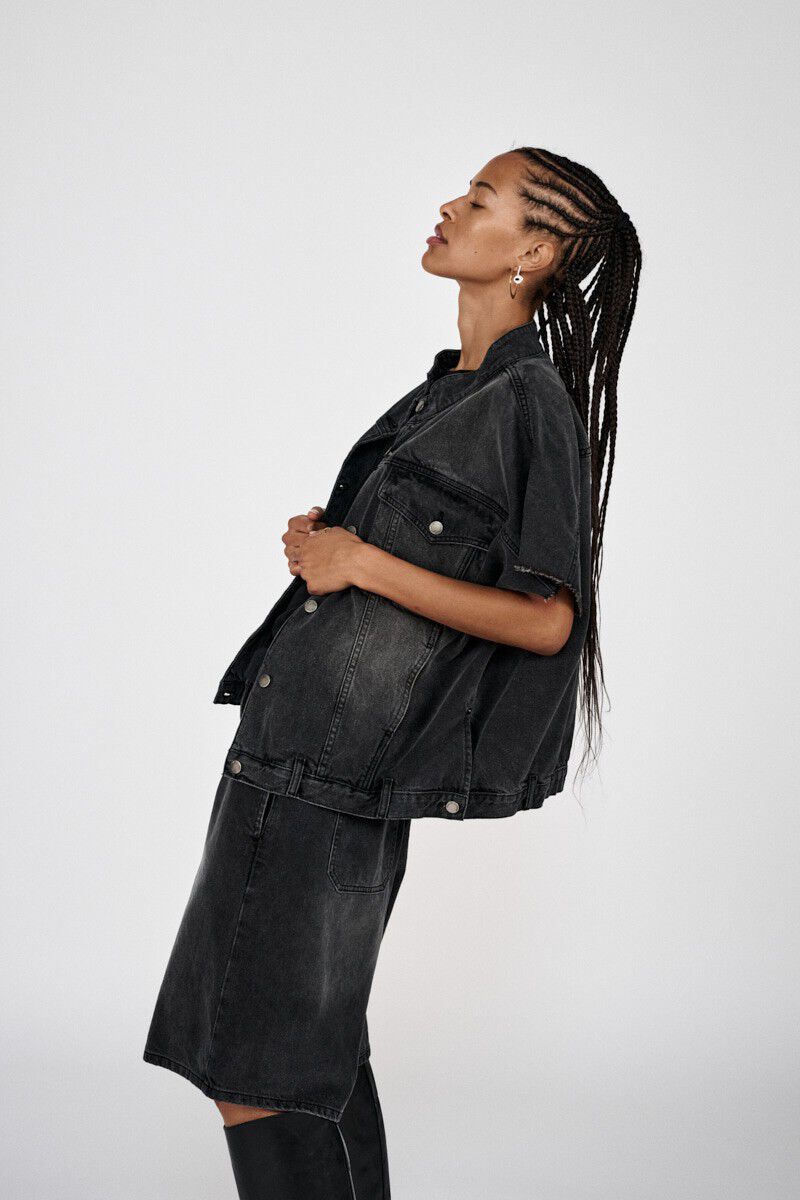 Denim black wide shorts - Raha