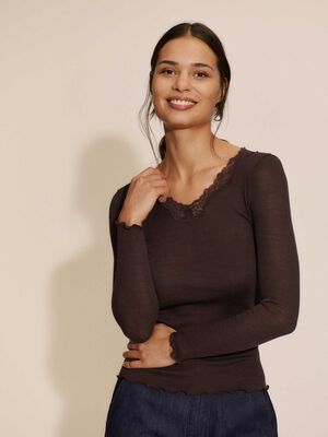 RWBurlington Wool LS V-neck Lace T-shirt