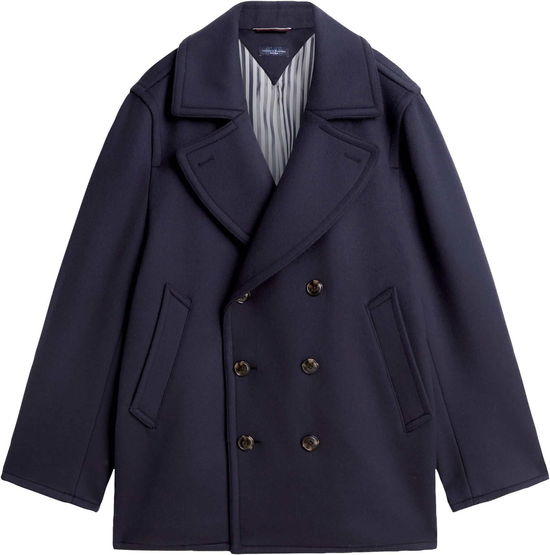 New York Label Wool Blend Relaxed Peacoat