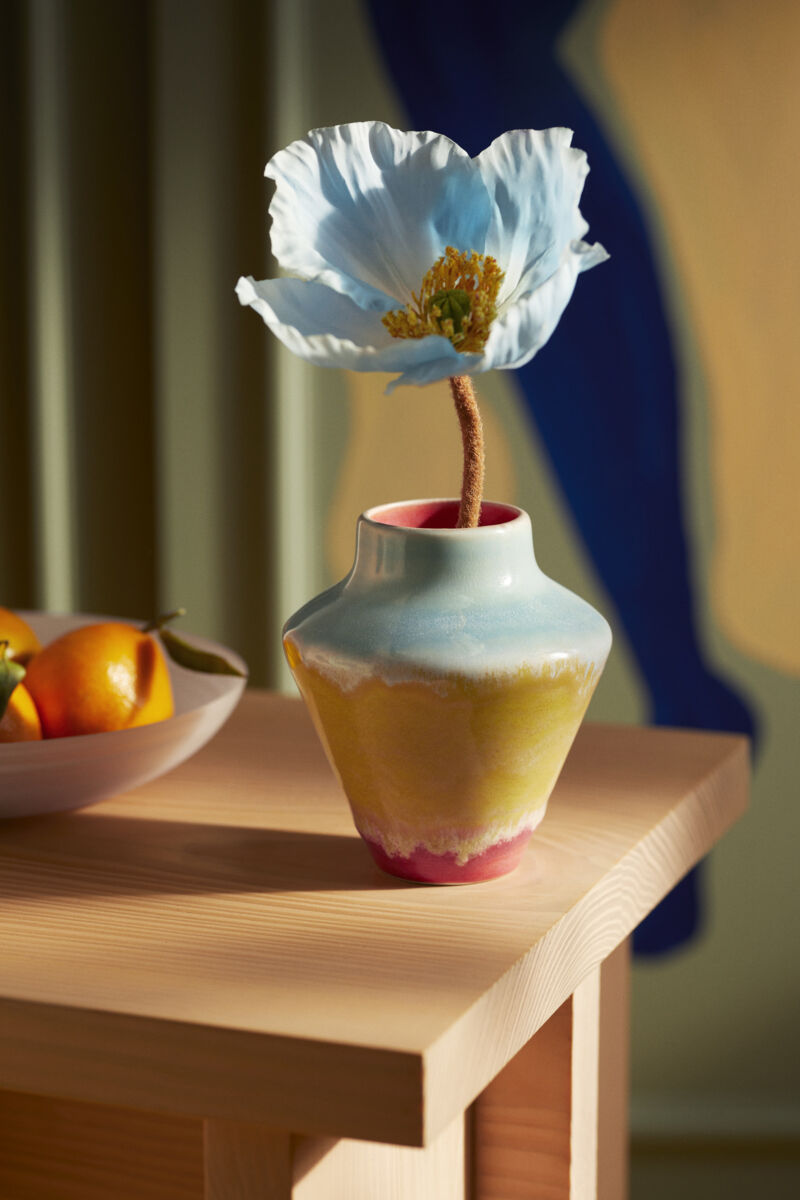 Poppery Vase H12 cm pink/mint/gul