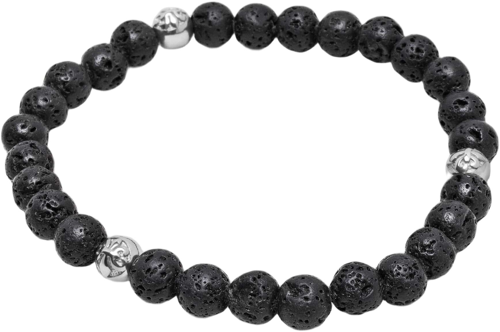 6mm Lava Stone Bracelet with Silver Balls