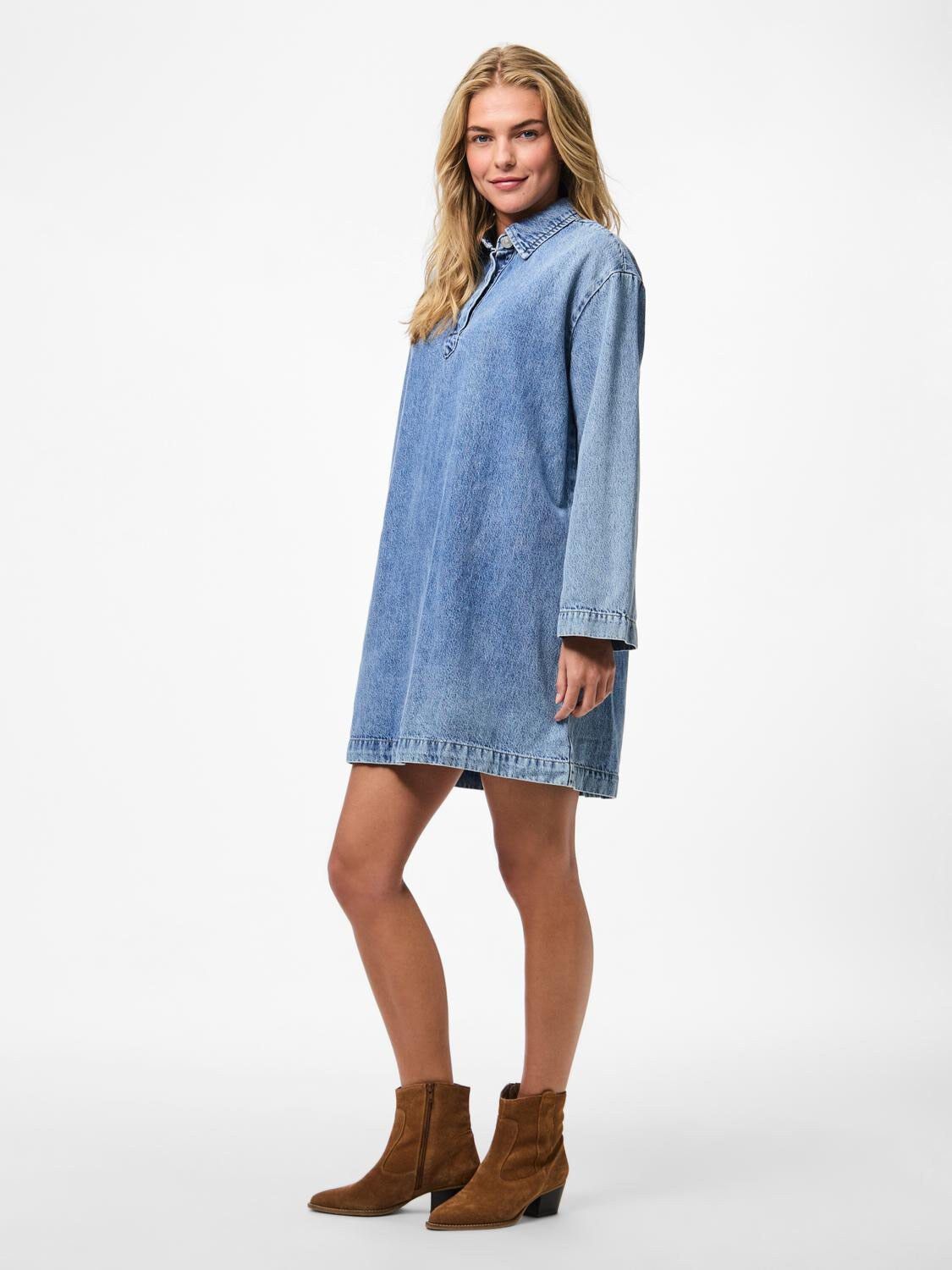 PCKENYA LS A-SHAPE DENIM DRESS NOOS