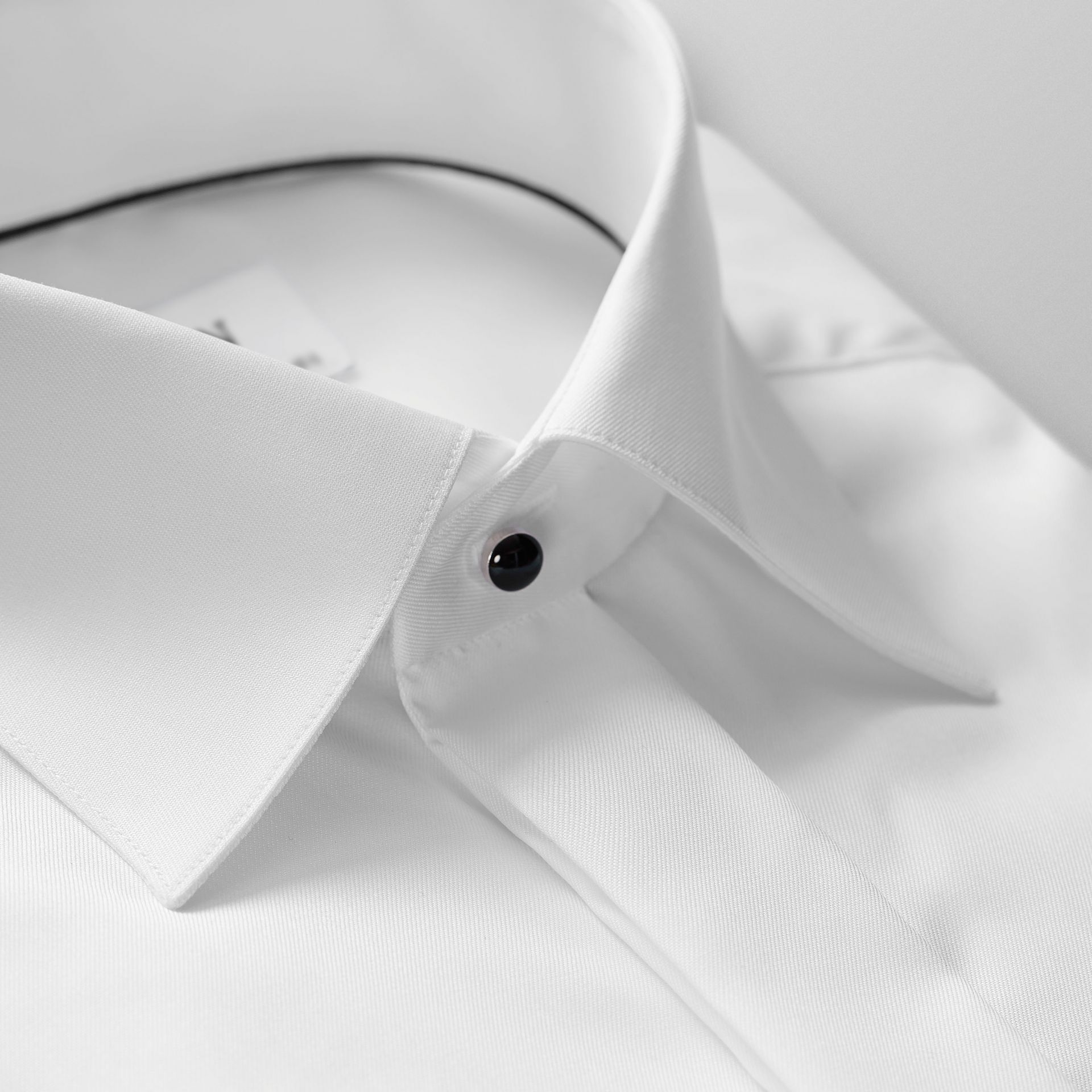 White Twill Tuxedo Shirt - Slim Fit