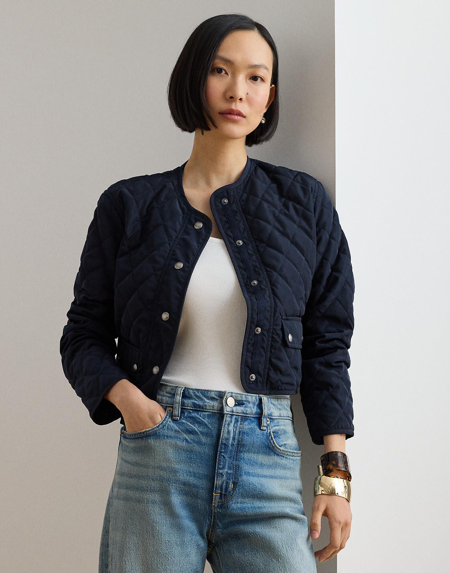 Diamond-Quilted Cropped Jacket