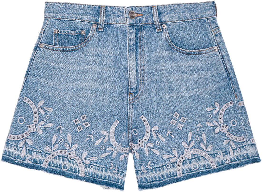 Broderie Anglaise Denim Shorts