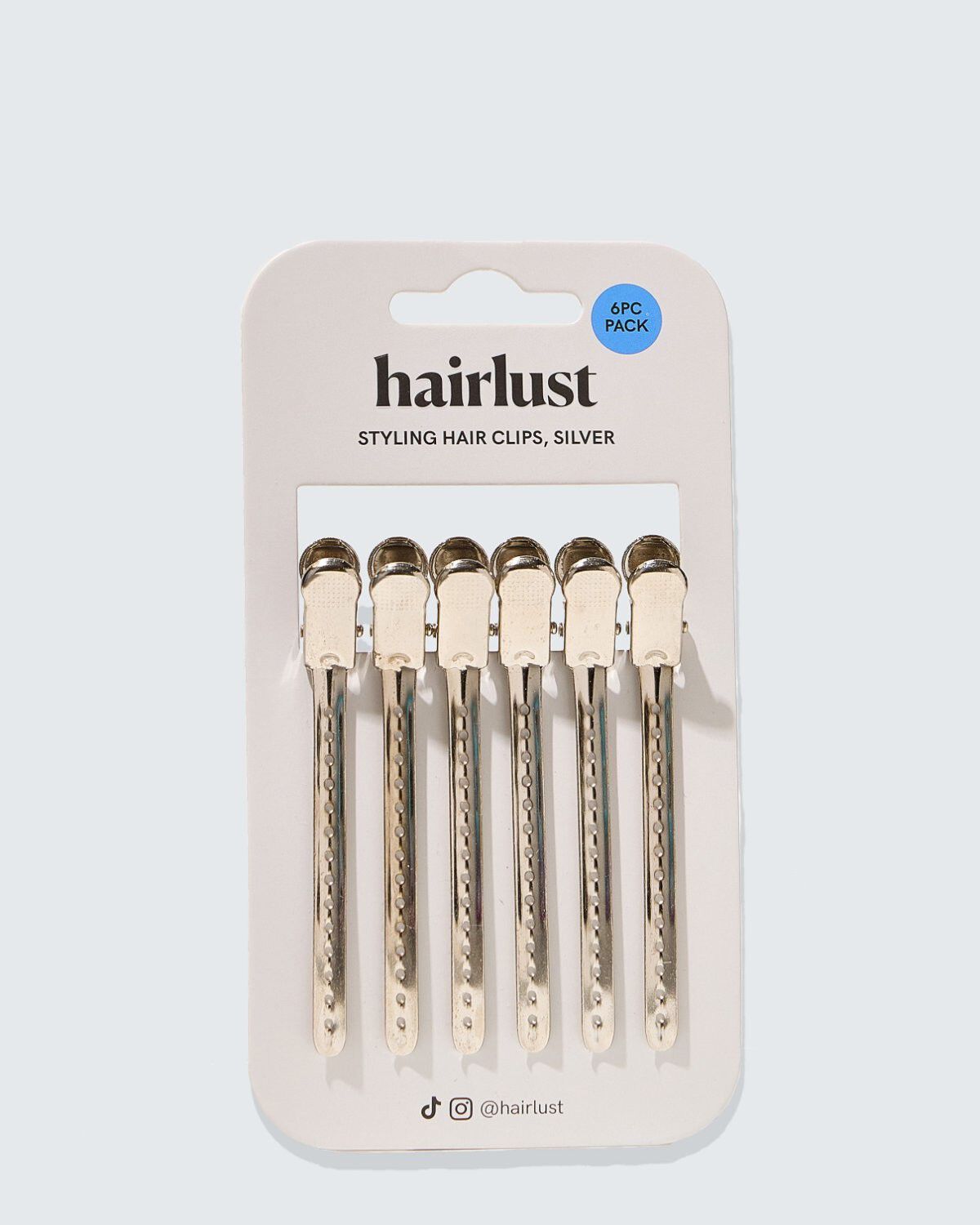 Styling Hair Clips, 6-Pack, Silver
