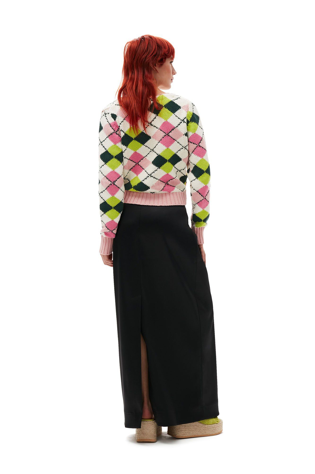 Graphic Cotton V-neck Cardigan