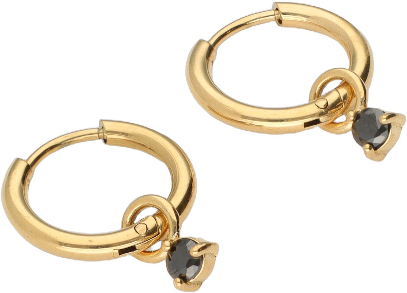 Earring mini hoop black strass