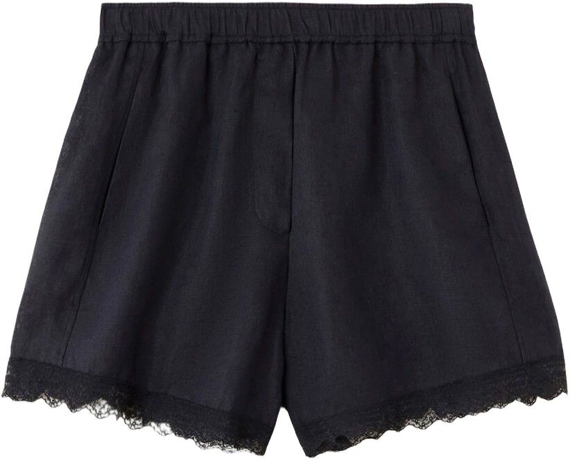 Light Linen Lace Hem Shorts