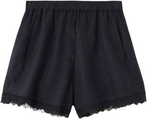 Light Linen Lace Hem Shorts