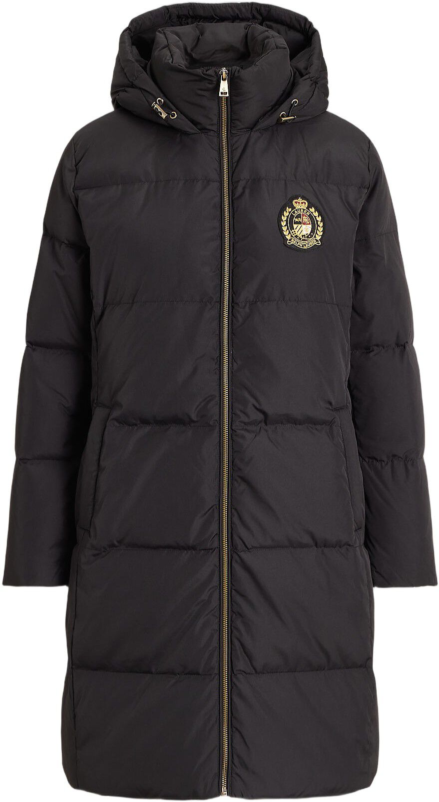 Crest-Patch Hooded Quilted Down Coat