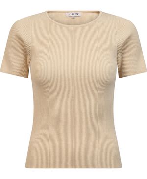 Rib knit short sleeve top