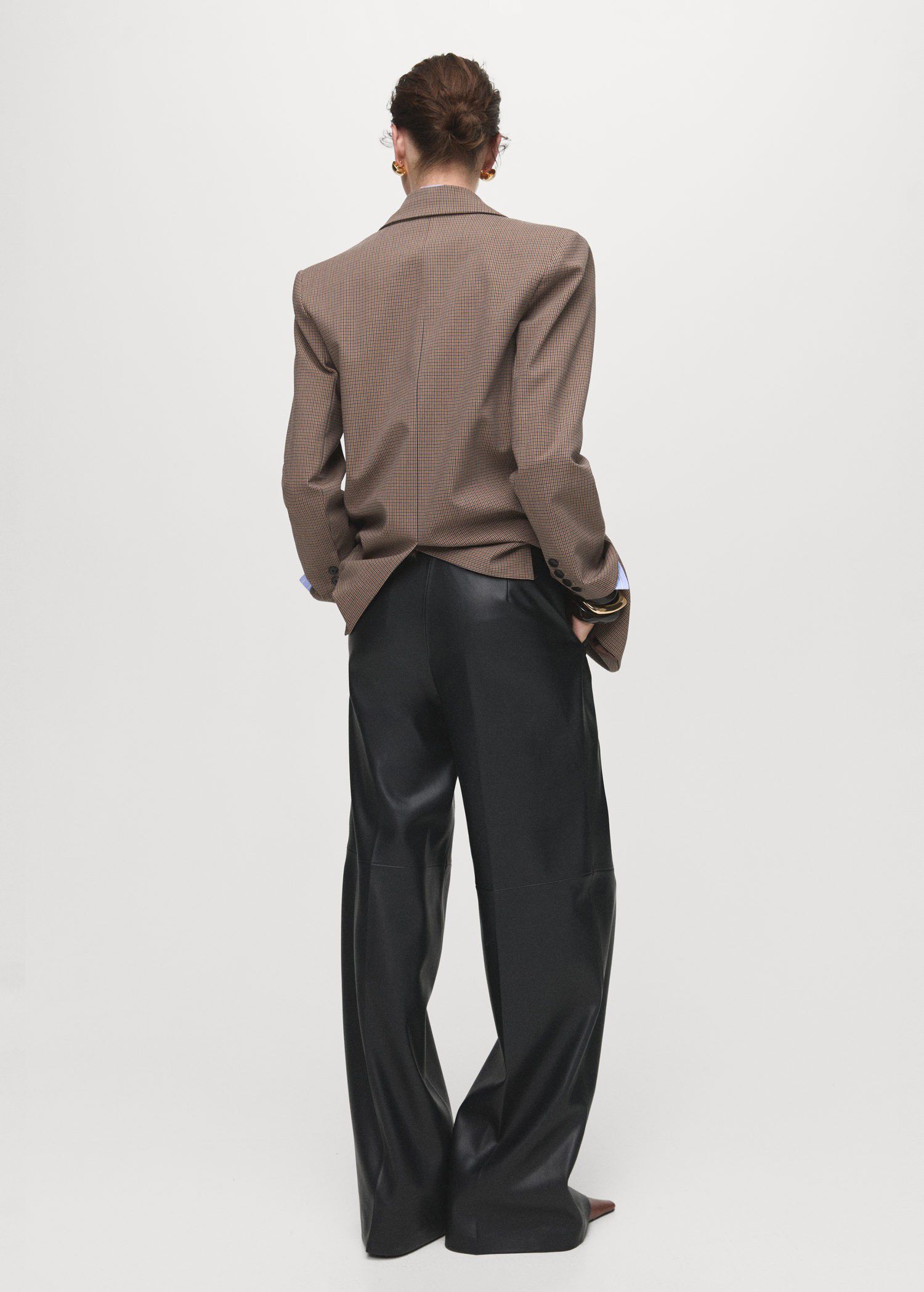 Leather-effect wide-leg trousers