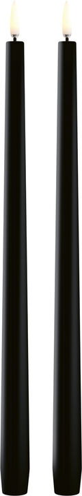 LED slim taper candle, Plain black, Smooth, 2-pack, 2,3x32 c