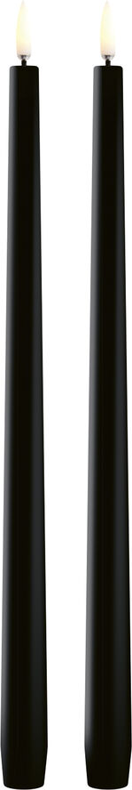 LED slim taper candle, Plain black, Smooth, 2-pack, 2,3x32 c