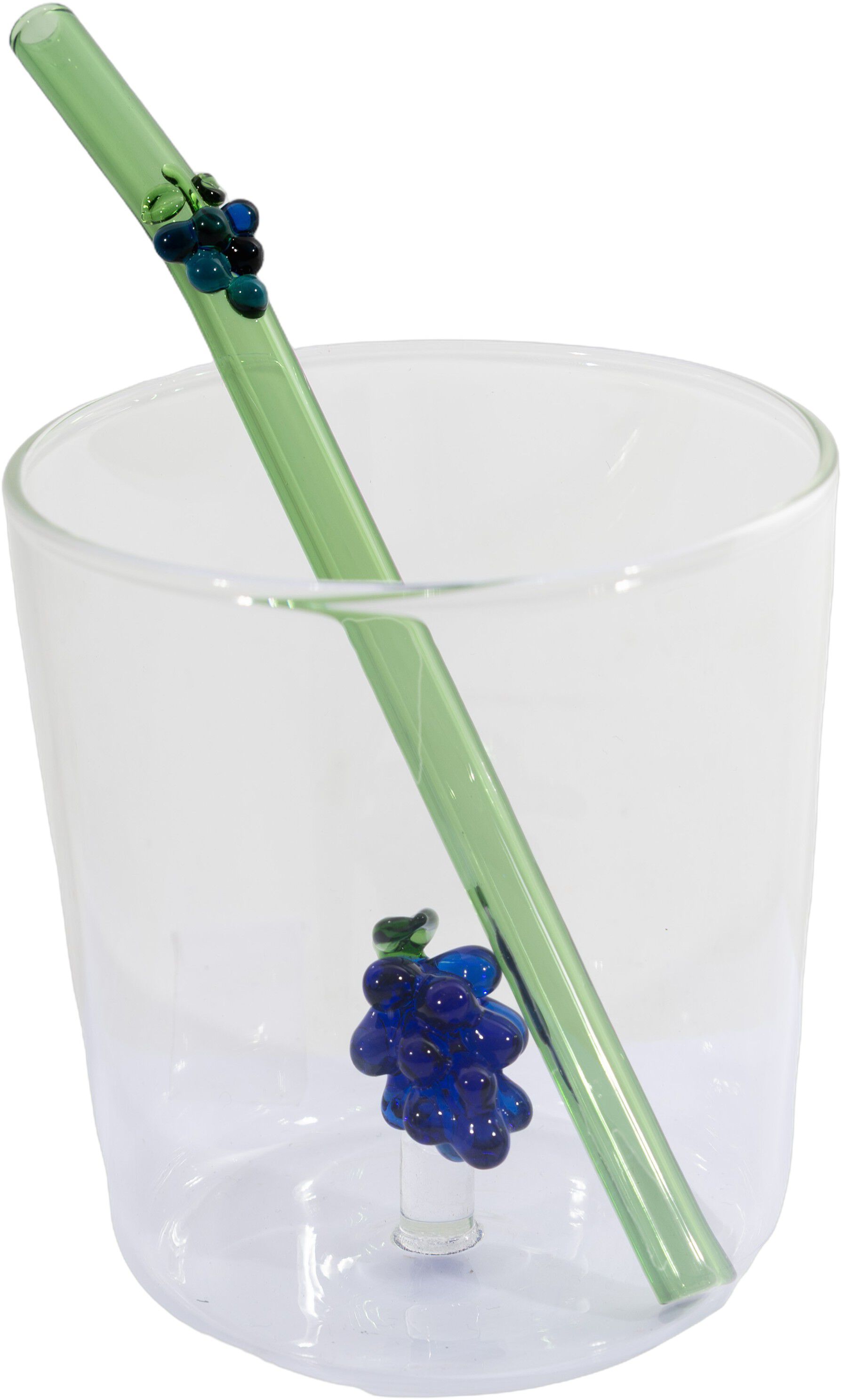 Glas med suger&oslash;r vindruer