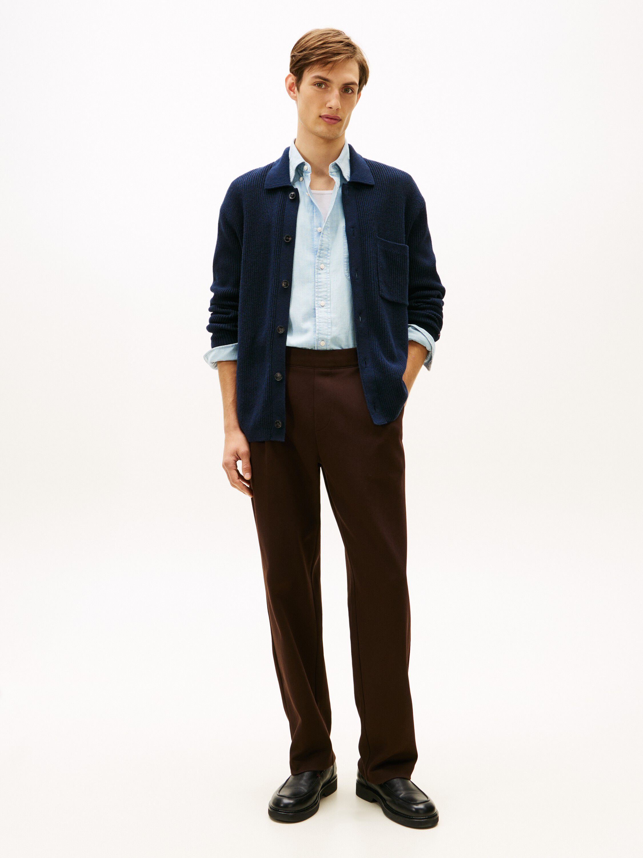 Fisherman Rib-Knit Coach Jacket With Wool