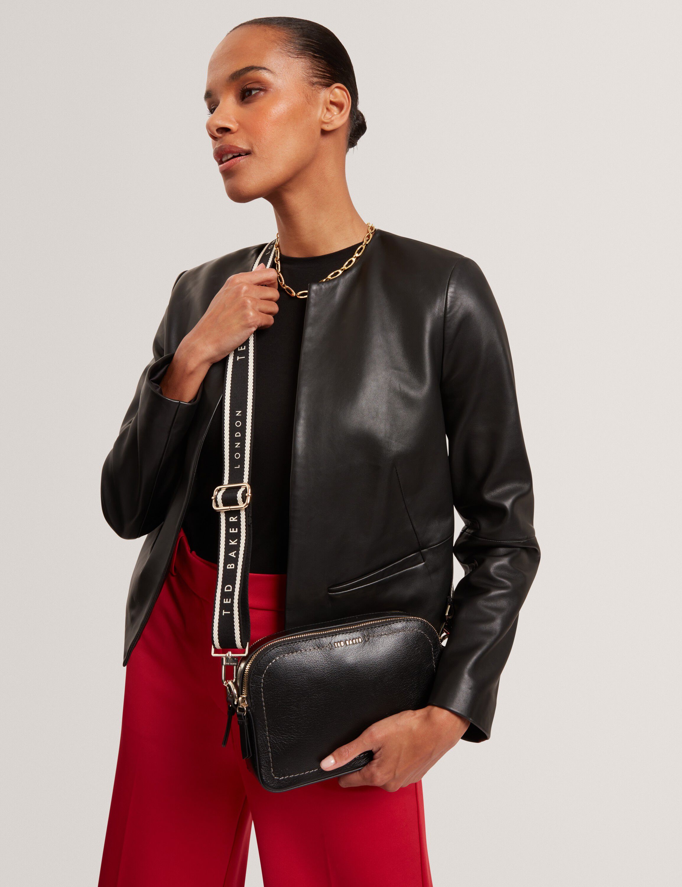 LUCEELE Webbing Leather Crossbody B