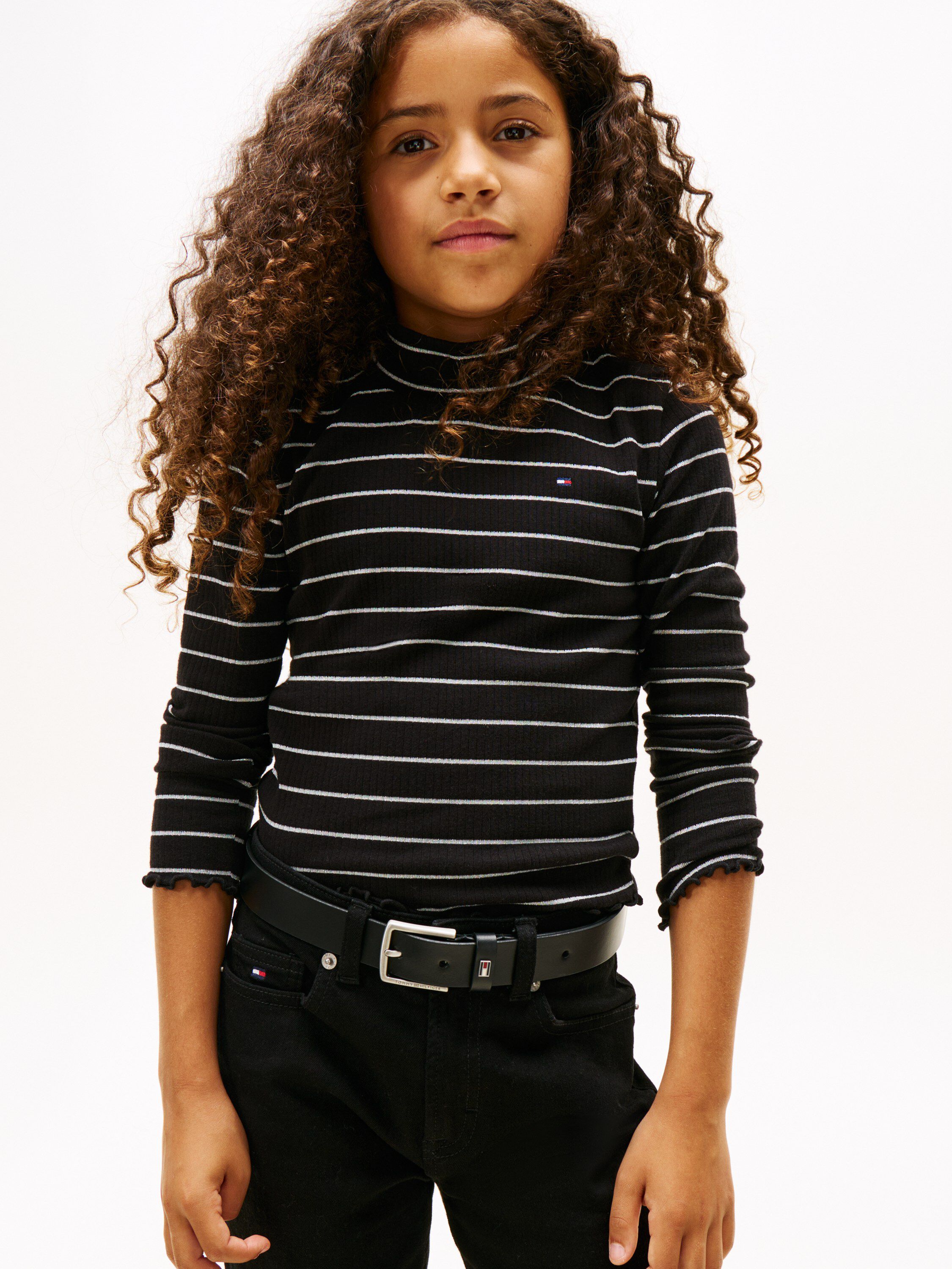 SPARKLE STRIPE MOCK NECK L/S