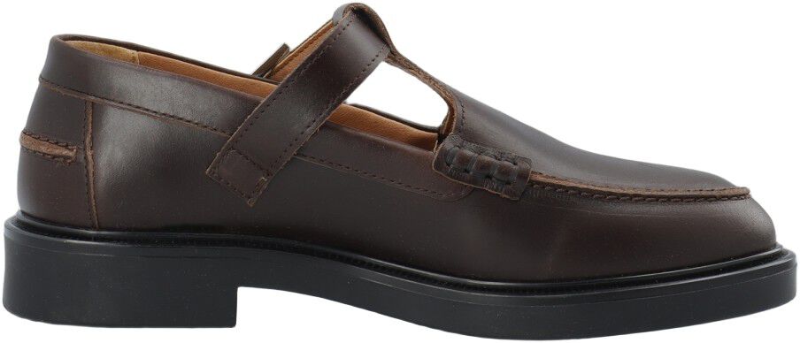 BIAADDA Moc Toe T-Strap Pull Up Leather