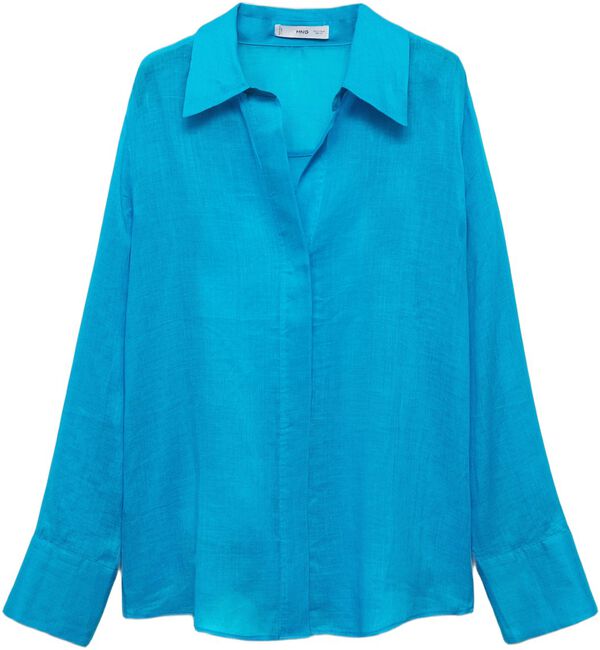 Ramie shirt with hidden buttons