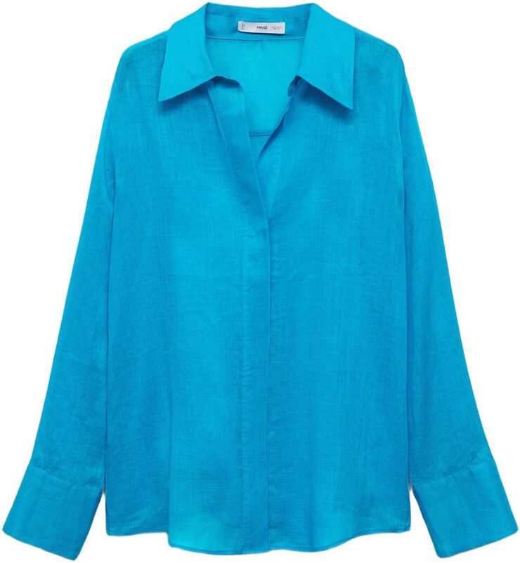 Ramie shirt with hidden buttons