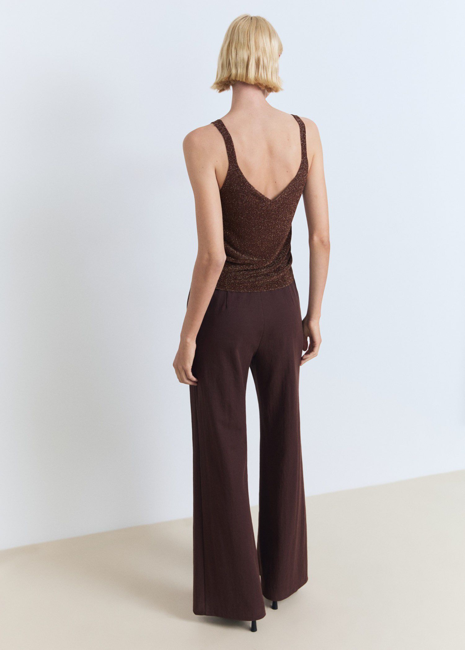 Lurex knitted V-neck top